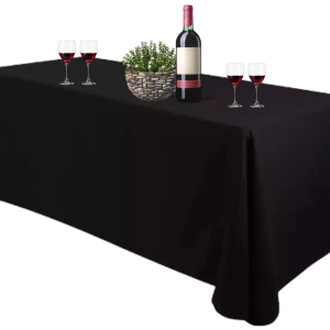 Mantel rectangular negro, 100% poliéster, 335cm x 229cm, 120GSM