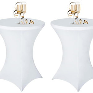 Mantel cocktail blanco lycra, 95% poliéster + 5% lycra, 110cm x 80cm, 190GSM (Pack 2)