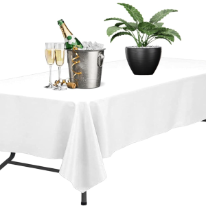 Mantel rectangular blanco, 100% poliéster, 320cm x 152cm, 120GSM