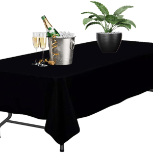 Mantel rectangular negro, 100% poliéster, 320cm x 152cm, 120GSM