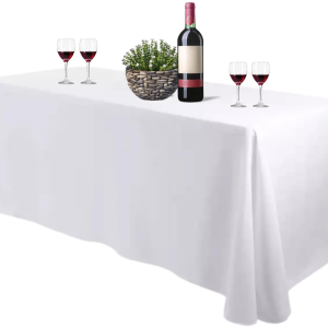 Mantel rectangular blanco, 100% poliéster, 335cm x 229cm, 120GSM