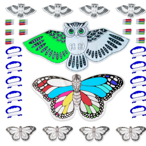 Set de 10 cometas para pintar con marco de bambú Mariposa-Buho