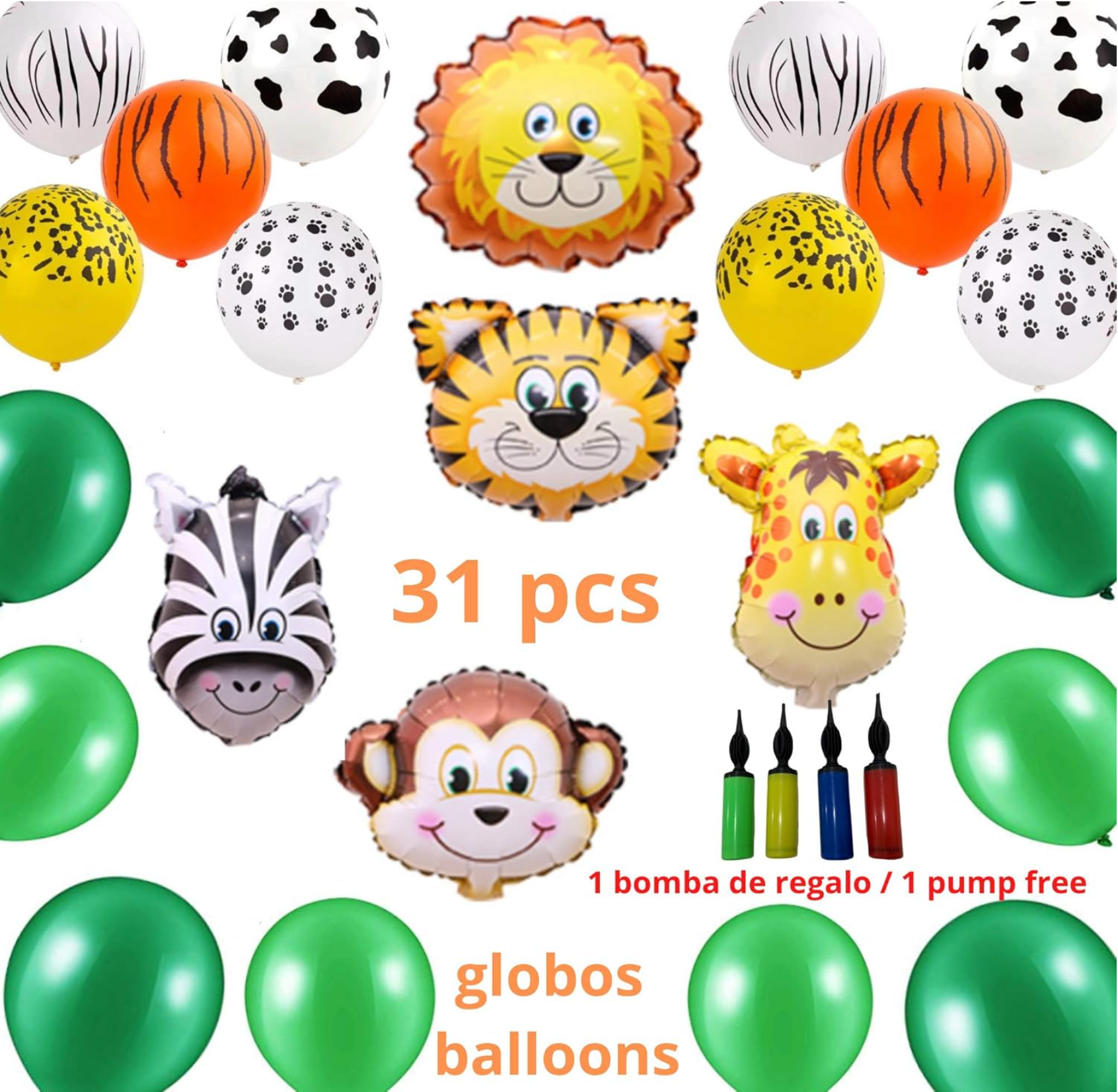 Vajilla de carton, set completo de cumpleaños animales de la selva - Imagen 3